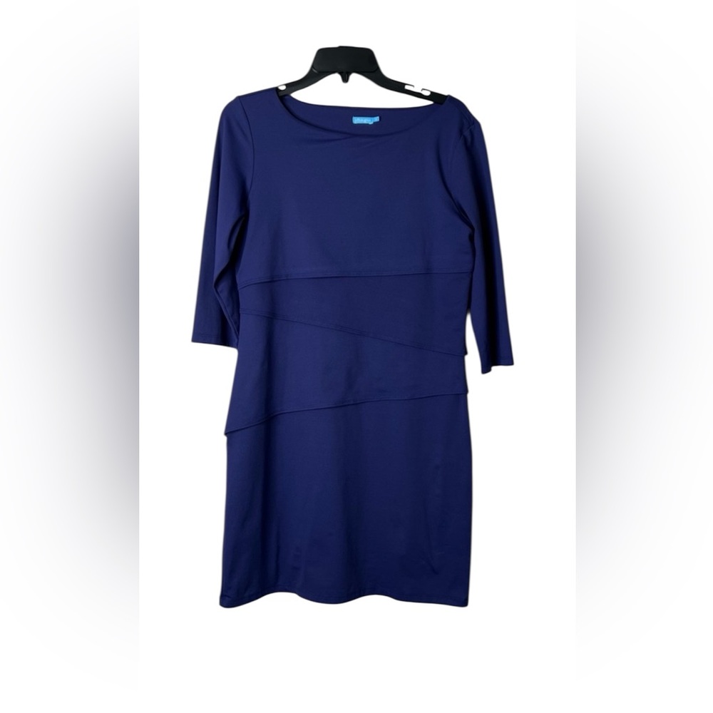 J McLaughlin Women’s Catalina Cloth 3/4 Sleeve Royal Blue Tiered Dress SZ M